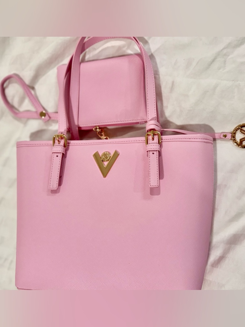 PINK VALENTINO ORLANDI HANDBAG WITH GOLD ACCENTS (NEW) - Picture 13 of 14